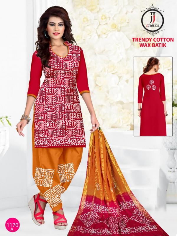 JJ Trendy Cotton Wax Battik Designer Patiyala Dress Material